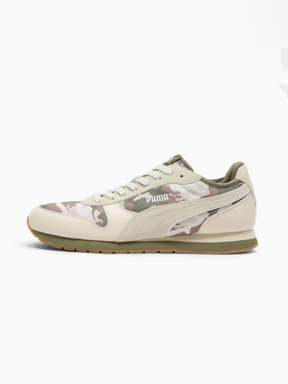 Puma Beige and Olive Camo Low-Top Sneaker